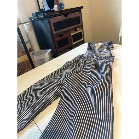 Vintage Stone Apparel Toddler Blue White Striped Overalls Size 18 Months - Picture 6 of 8